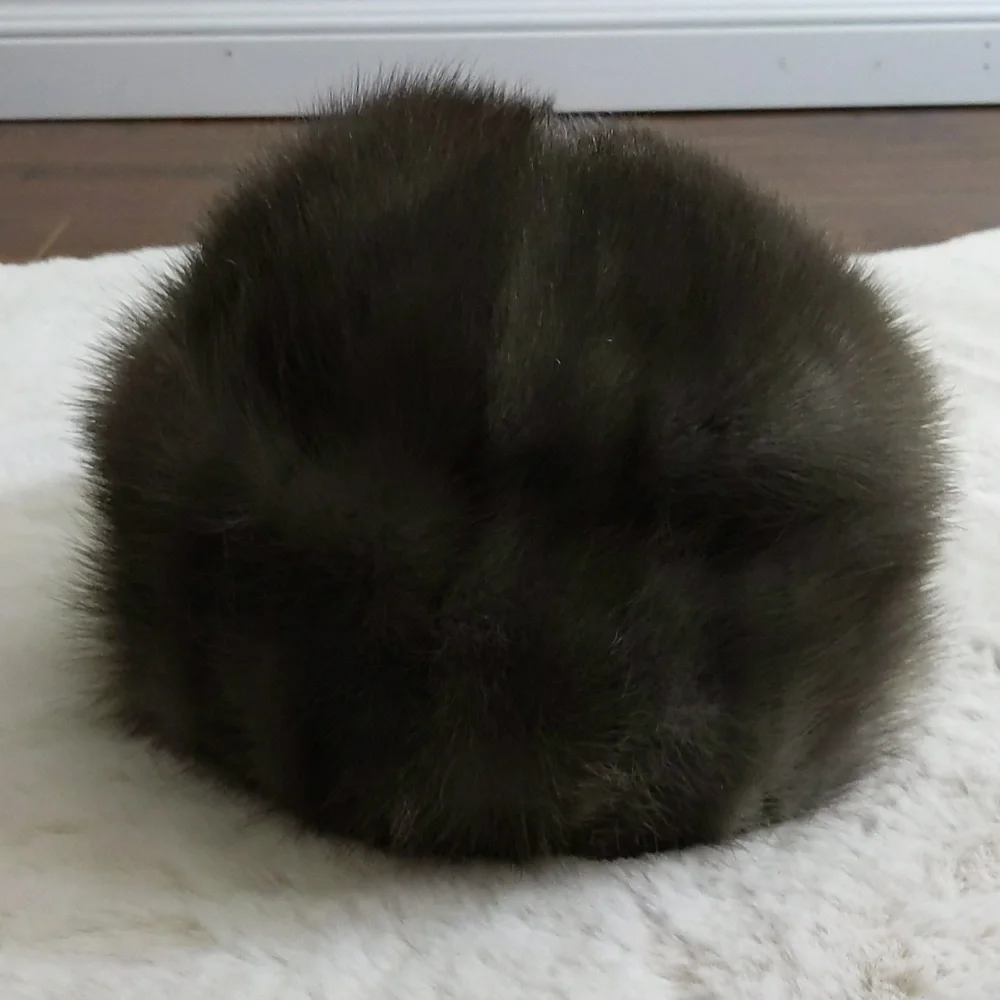 Vintage 1950's Grey Fur Mink Cloche Bucket Hat - Picture 2 of 8